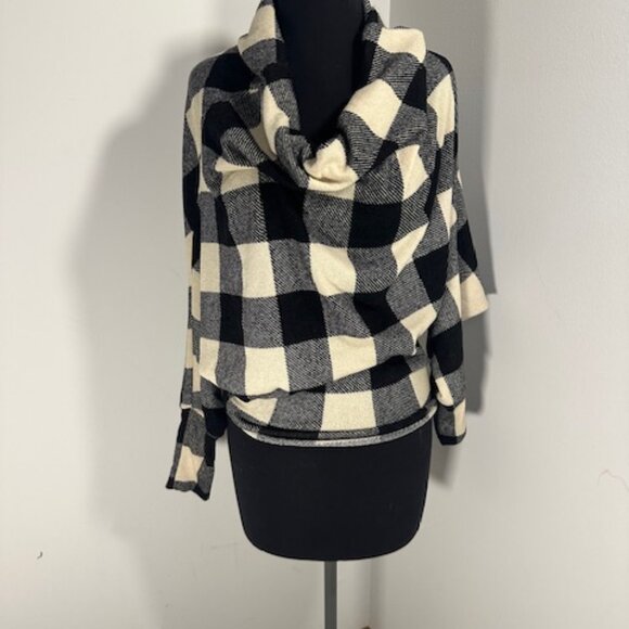 MTS Black and Cream Plaid Cowl Neck Top   8600  NWT Boutique - Picture 11 of 12